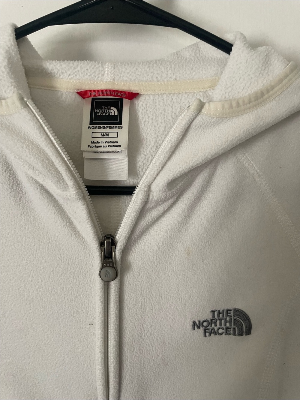 The North Face TKA 100 Glacier Women's Full Zip White Hooded Fleece Jacket Sz M - Picture 2 of 5